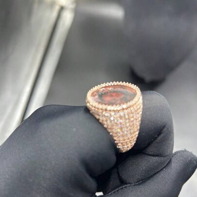 SHEIN (Custom-Made) 1pc Custom Round Photo Frame Ring, Brass Inlaid Cubic Zirconia Hip Hop Casual Daily Wear Jewelry