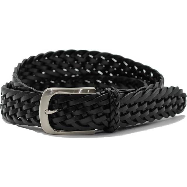 Mens braided real leather belt retro woven smart casual jeans chino prong buckle