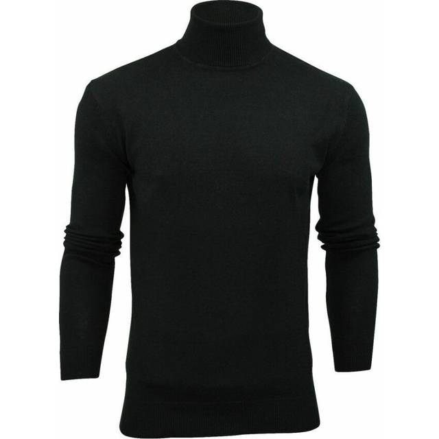 (Black, S (Chest Size 36 in - 38 in)) Mens Turtle Roll Neck Jumper Brave Soul Knitted Long Sleeve Pullover Sweater