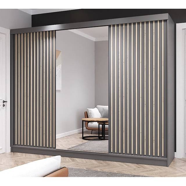 (GREY, 250CM) FHI-kingston Modern Sliding Door Wardrobe