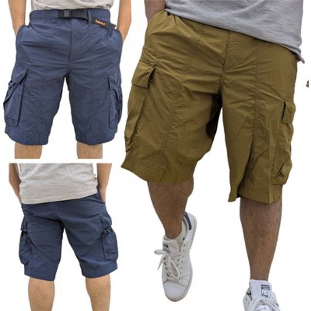 (Navy, W30) TIMBERLAND Mens Cargo Shorts Elasticated Summer Casual Quick Dry Beach Shorts