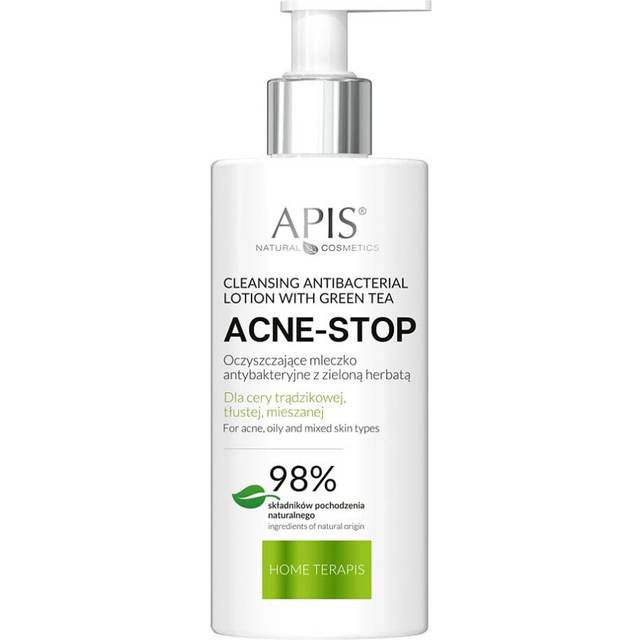Apis Natural Cosmetics Cleansing Milk with Green Tea ACNE-STOP Hydrating & Soothing Face Cleanser for Women & Men Facewash Makeup Remover 300ml