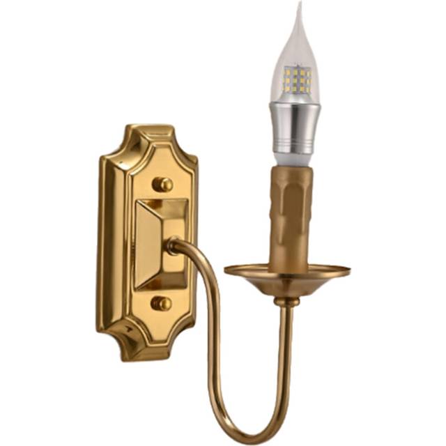 3W Vintage Candlestick Wall Sconce E14 Base Metal Light for Fixture Bedroom Living Room Hallway Bronze