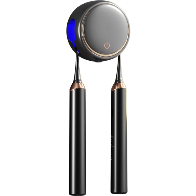 Elosung Black Round Uv C Toothbrush Sterilizer Holder With Drying Function Dual Slot Wall Mounted Design Usb Rechargeable Compact Tumblers & Toothbrus