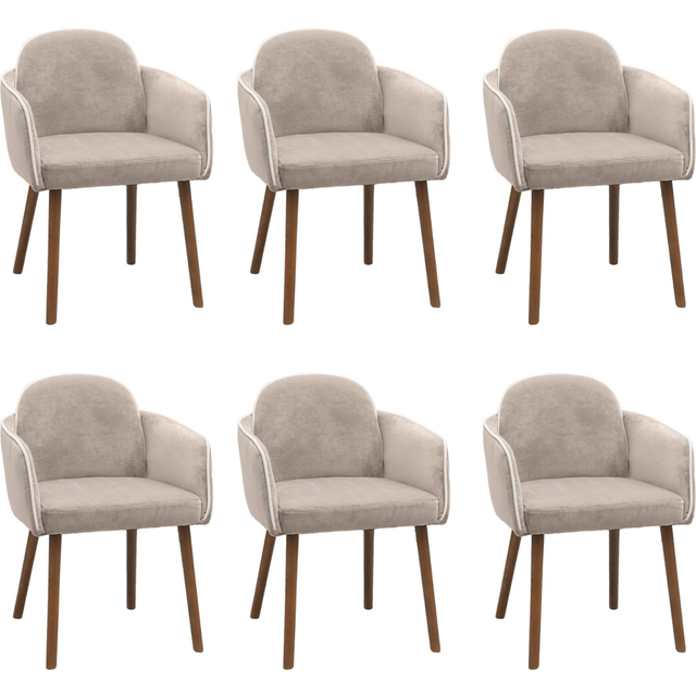 Set of 2 Beige Upholstered Carver Dining Chairs - Claudia