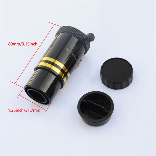 1.25-Inch 3x Telescope Extender 31.7mm Barlow Optical Lens Metal Astronomical Accessories