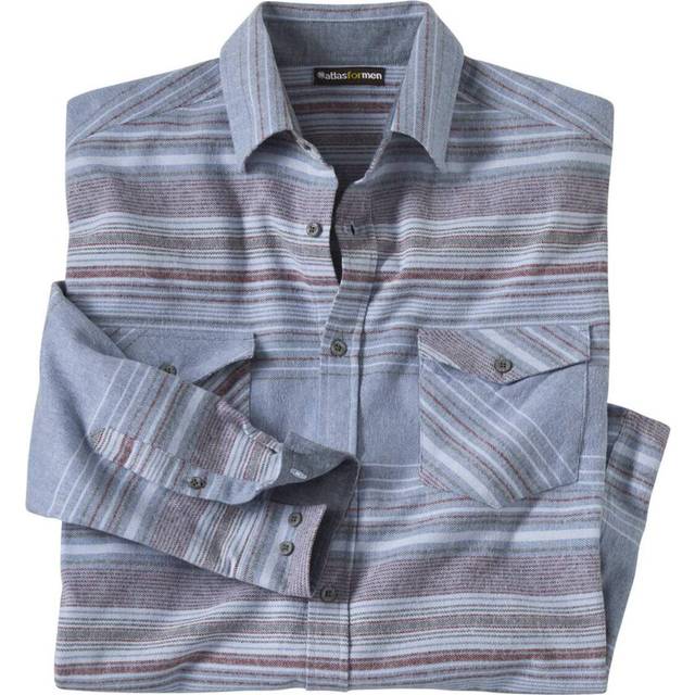 (5XL, Blue/Burgundy) Atlas For Men Mens Striped Flannel Shirt