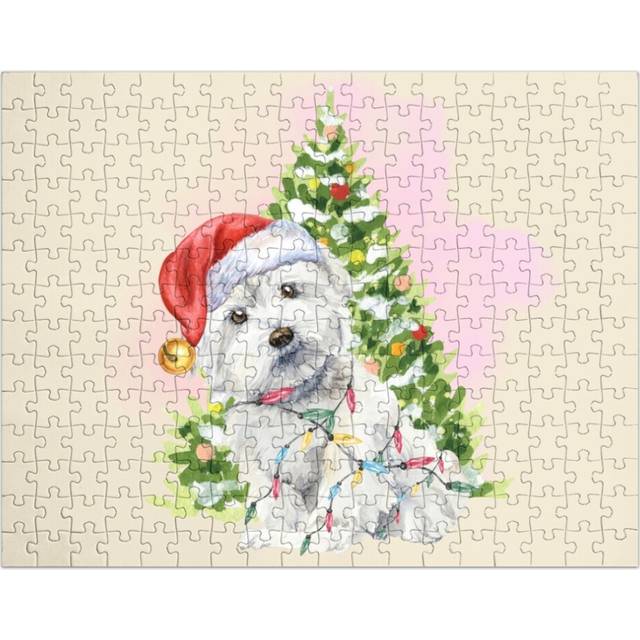 (Christmas Maltese Maltese With Christmas Tree=8398) Jigsaw Puzzle Wooden 300-Piece for Adults Kids Seniors- Home Decor Family Activity Game Wall Art