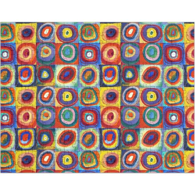 (Wassily Kandinsky - Color Study, Squares with Concentric Circles - Bauhaus Art=5206) Jigsaw Puzzle Wooden 300-Piece for Adults Kids Seniors- Home Dec