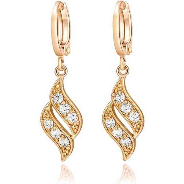 Exquisite gold-plated colorful inlaid zircon pendant earrings for women gold white zircon 1 piece