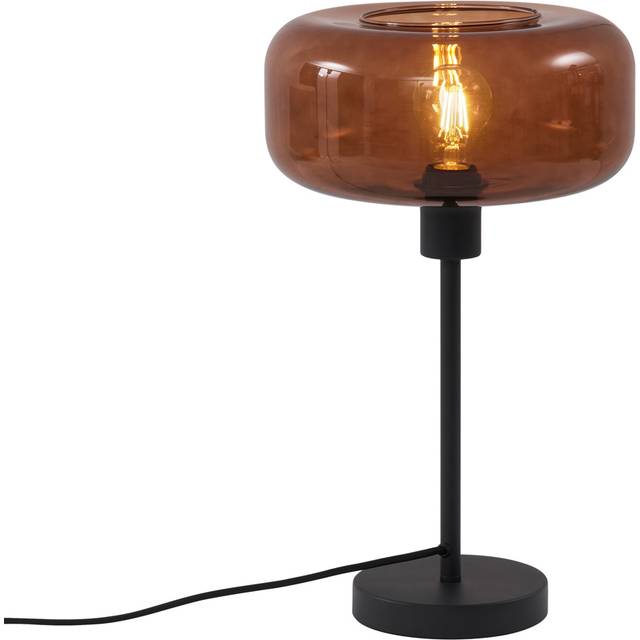 Retro bordslampa svart med bronsglas - Bizle