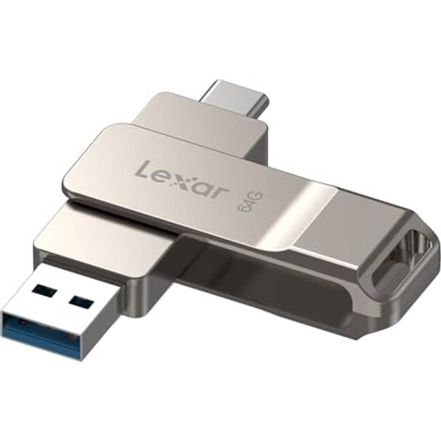 D40E 64GB Dual Drive USB 3.2 Gen 1 Type-C Jump Drive, USB-C Flash Drive Metal Housing Swivel Design Thumb Drive (LJDD40E064G-BNSNG)