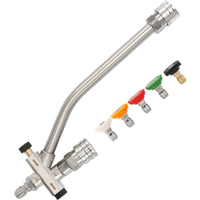 "Tool Daily Foam Cannon Dual-Connector Accessory, Pressure Washer Double Tip Attachment for Soap Cannon, 5 Pressure Washer Sprayer Nozzles, 1/4"" Quick"