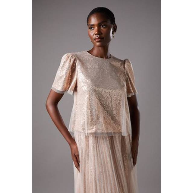Sequin Tulle Tee - Pink - 8