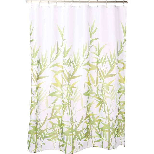 iDesign Anzu Fabric Shower Curtain, Polyester Shower Screen with Garden Pattern Design, Green