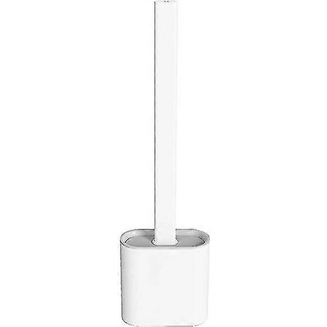 (As show, One size) Flat Silicone Toilet Brush With Holder, Flexible Silicone Toilet Brush And Bathroom Holder Set