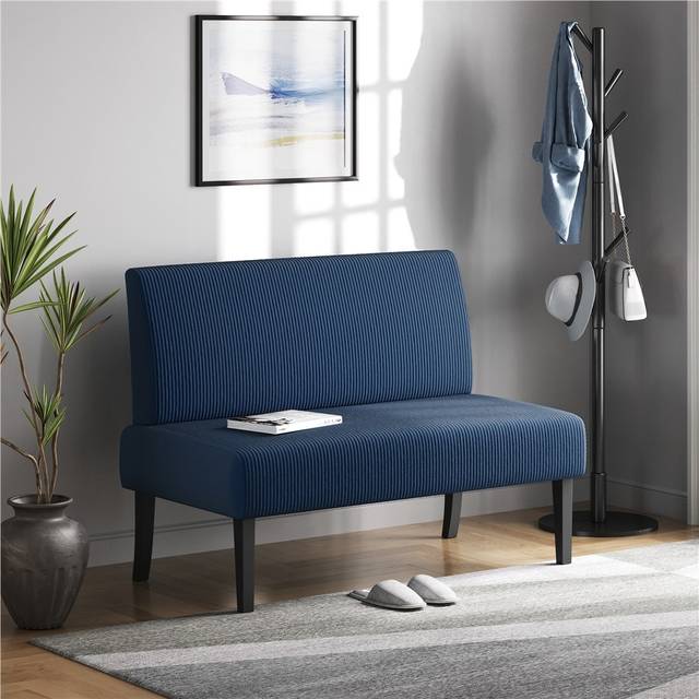 TEMU Yaheetech Armless Sofa Modern Loveseat Sofa 2 Seater Sofa Hallway Bench Compact Bedroom Couch Office Couch With Solid Wood Legs For Living Room Entryway Office Kitchen, Grey/blue/green