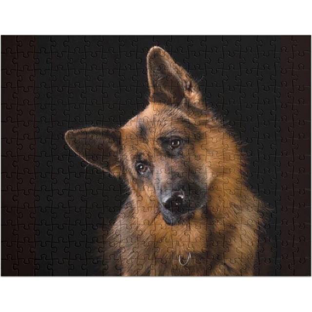 (German Shepherd Dog Art=8690) Jigsaw Puzzle Wooden 300-Piece for Adults Kids Seniors- Home Decor Family Activity Game Wall Art 38x26cm / 15x10inch Bi