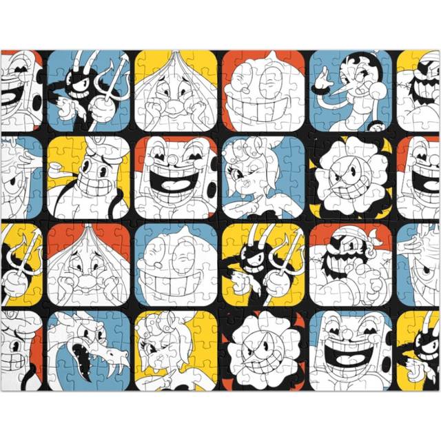 (Cuphead Bosses=2475) Jigsaw Puzzle Wooden 300-Piece for Adults Kids Seniors- Home Decor Family Activity Game Wall Art 38x26cm / 15x10inch Birthday Pa
