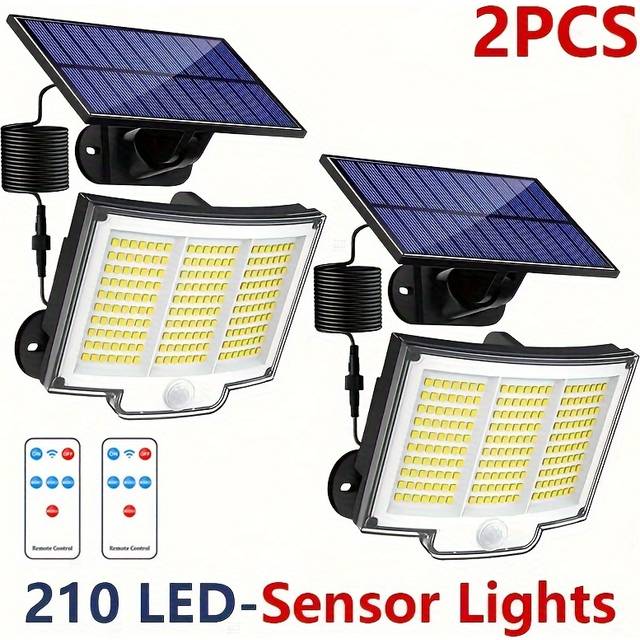 TEMU 4/2/1pc 210 Led Split Solar Security Wall Light - Motion Sensor Wall Light With 3 Lighting , Wall Light Dusk To Dawn For Patio, Garage, Front Door Garden, Garage, Yard, Solar Powered
