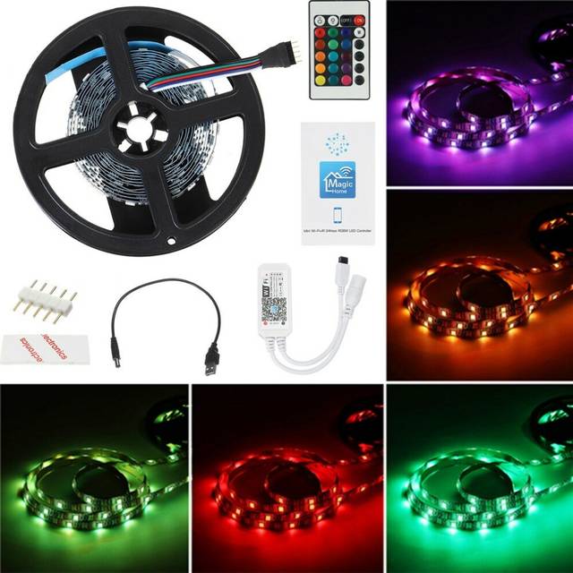 (Waterproof) DC5V Flexible LED Strip Light Decorative Home DIY Hallway Stair Lamp+WiFi Controller+Remote Control