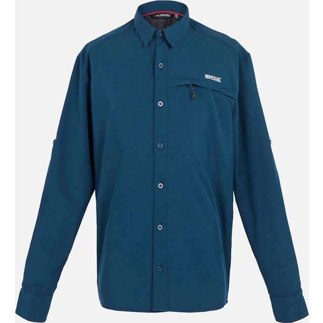 (XL, Moonlight Denim) Regatta Mens Checked Packaway Long-Sleeved Travel Shirt