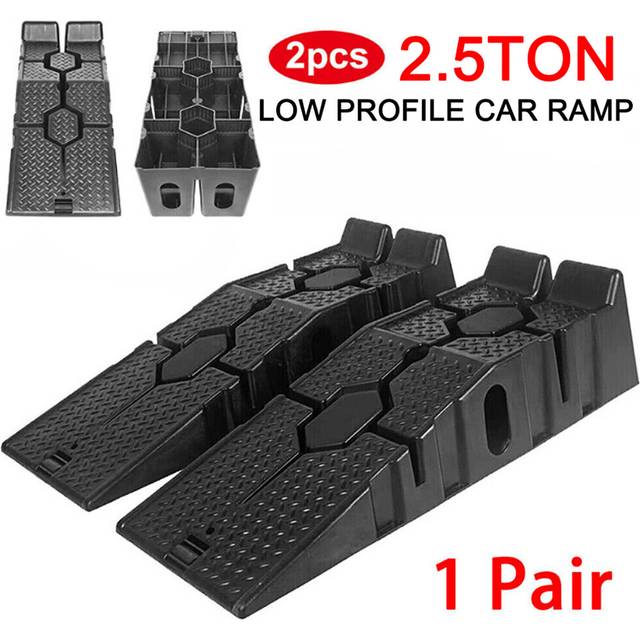 DURHAND 1 Pair Heavy Duty 5 Ton Plastic Garage Workshop Car Service Ramps Lifting Automotive Vehicle Portable Low Clearance