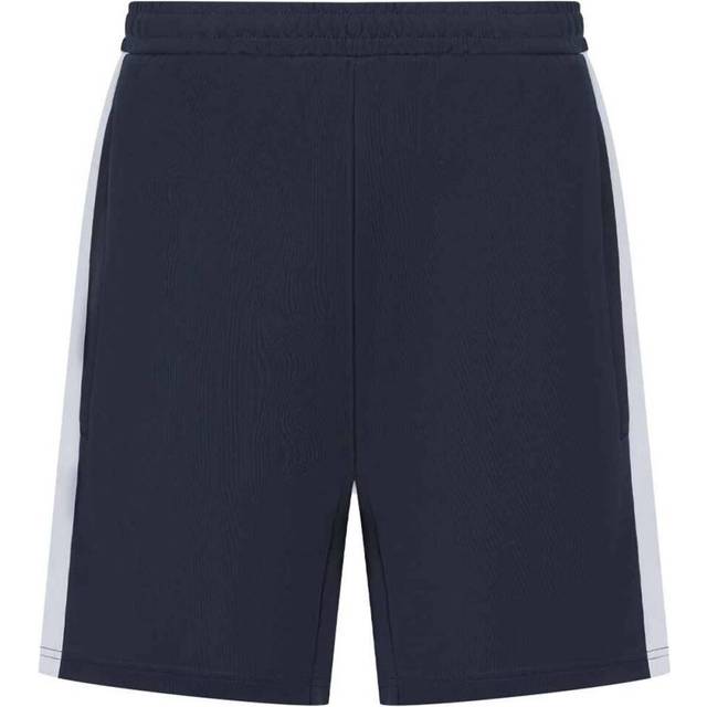 (M, Navy/White) Finden & Hales Mens Knitted Pocket Shorts