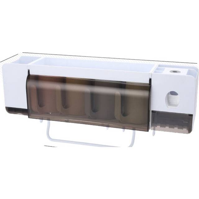 (4 Cups) Automatic Toothpaste Dispenser Toothbrush Holder Wall Mounted Storage Stand + 2/3/4 Cups