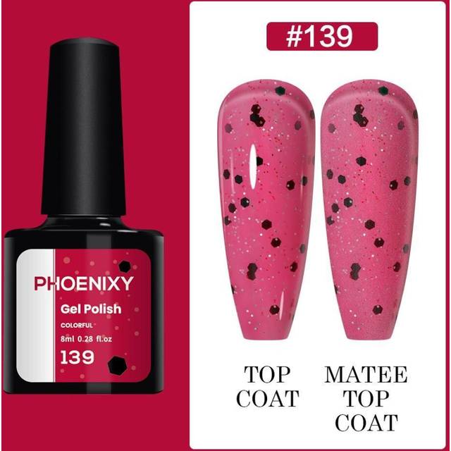 (color 39) PHOENIXY 60-Color UV Gel Nail Polish Set with Glitter, 8ML