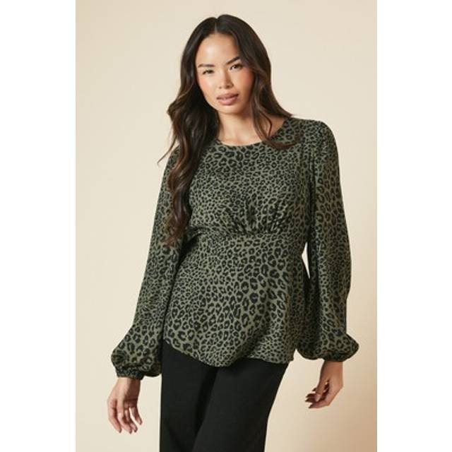 Womens Khaki Animal Tea Blouse - 10