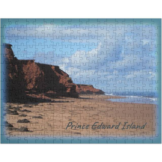 (Prince Edward Island Canada Red Cliffs and Ocean View Beach Photography=9256) Jigsaw Puzzle Wooden 300-Piece for Adults Kids Seniors- Home Decor Fami