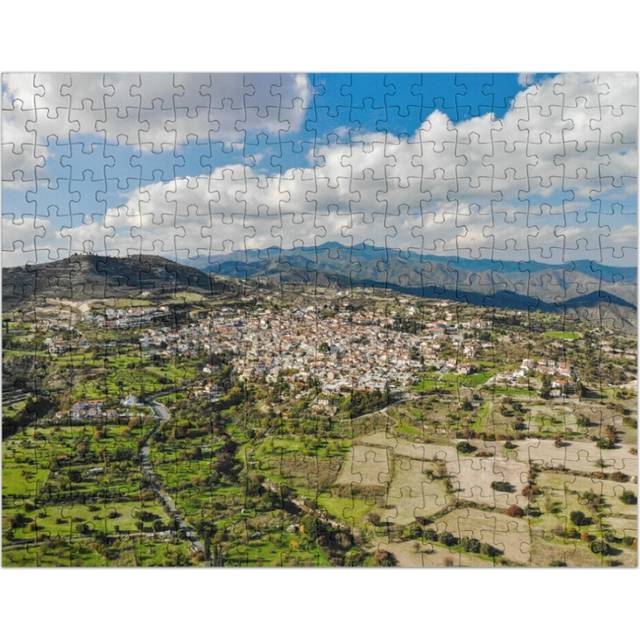 (Lefkara Village Cyprus=5796) Jigsaw Puzzle Wooden 300-Piece for Adults Kids Seniors- Home Decor Family Activity Game Wall Art 38x26cm / 15x10inch Bir