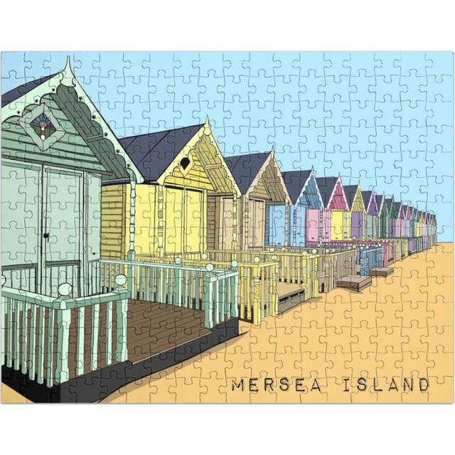 (Mersea Island, Essex, England, Colourful Beach Huts =9016) Jigsaw Puzzle Wooden 300-Piece for Adults Kids Seniors- Home Decor Family Activity Game Wa