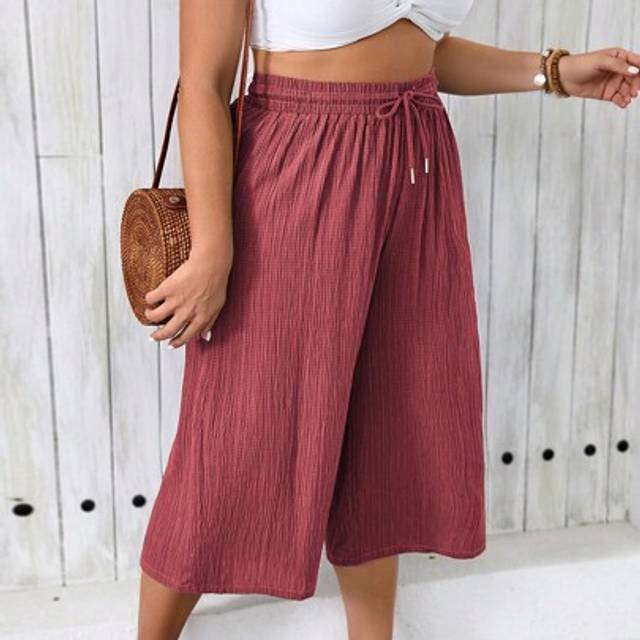 SHEIN Plus Size Solid Color Cropped Summer Pants