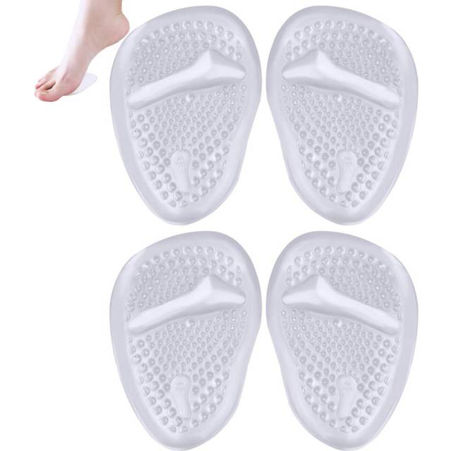 2 Pairs Gel Insoles Women, Metatarsal Gel Cushion Foot Pain Relief Pads Ball Foot Gel Pads Cushions (Transparent)
