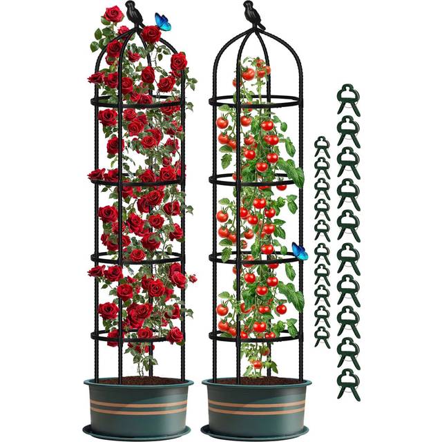 Garden Obelisks For Climbing Plants, 2Pack Cucumber Trellis - Black (177.8cm H X 32cm W X 32cm D)