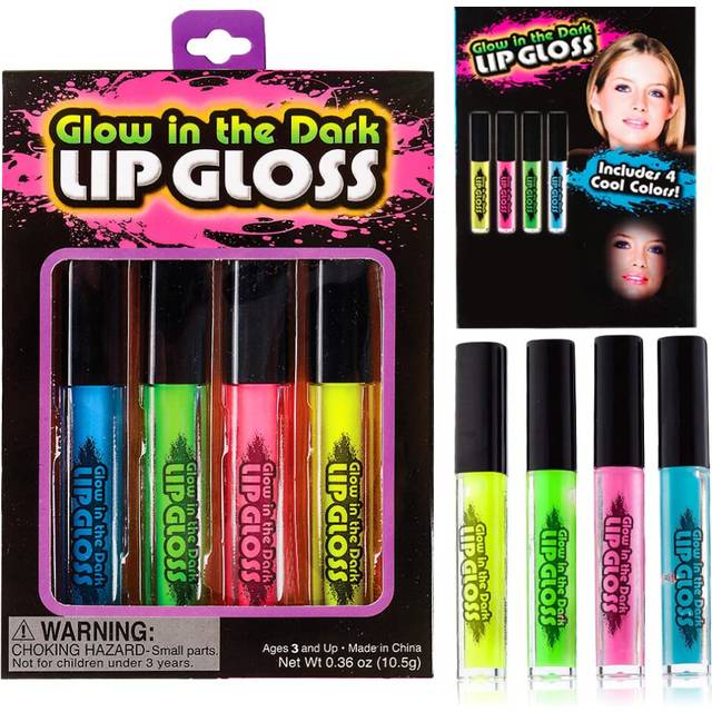 "The Dreidel Company Glow in The Dark Lip Gloss  4 Assorted Color Sticks  4.25"""""""" Inches"
