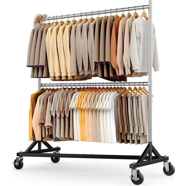 Grade Rolling Z Rack with Base,adjustable Hanging Rack, Portable Rolling Garment Rack with Wheels