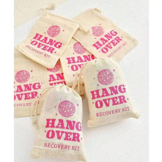 SHEIN 12pcs/6pcs/2pcs/1pc Hangover Canvas Favor Bags Loose Single Party Favor Drawstring Kit For Wedding Bridal Favors, Halloween, Hangover Survival Guests,