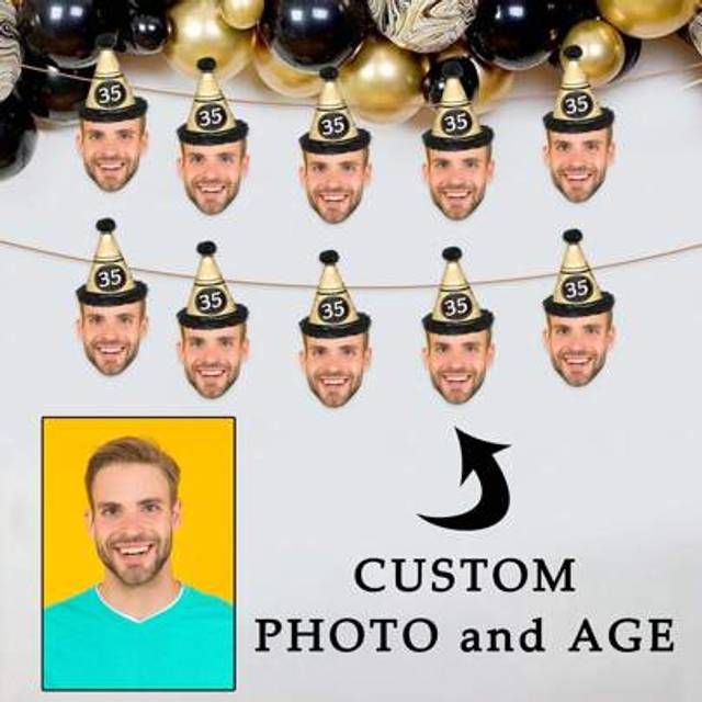 SHEIN Customized Face Photo Birthday Banner, Personalized Photo Banner, Age Birthday Banner, Fun Face Banner, Customized Birthday Banner, Design Your Birthd