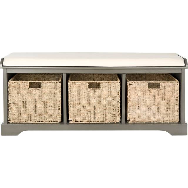 Loane Wicker Storage Bench - Grey (20cm H X 47cm W X 16cm D)
