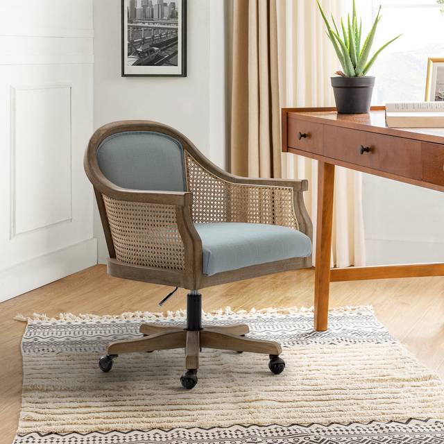 Sesena Farmhouse Solid Wood Home Office Task Chair - Blue (88.3cm H X 59.7cm W X 59.7cm D)