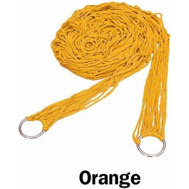 (orange) Beach Hammock Portable Hammock Mesh Net Rope Outdoor Camping Garden Swing Hanging Bed