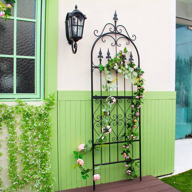 Garden Trellis Metal Iron Wire Vine Flower Trellises - Black (180cm H x 55cm W x 2cm D)