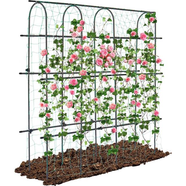 Garden Trellis For Climbing Plant, Large Garden Cucumber Trellis U-Frame - Black (180cm H X 40cm W X 180cm D)