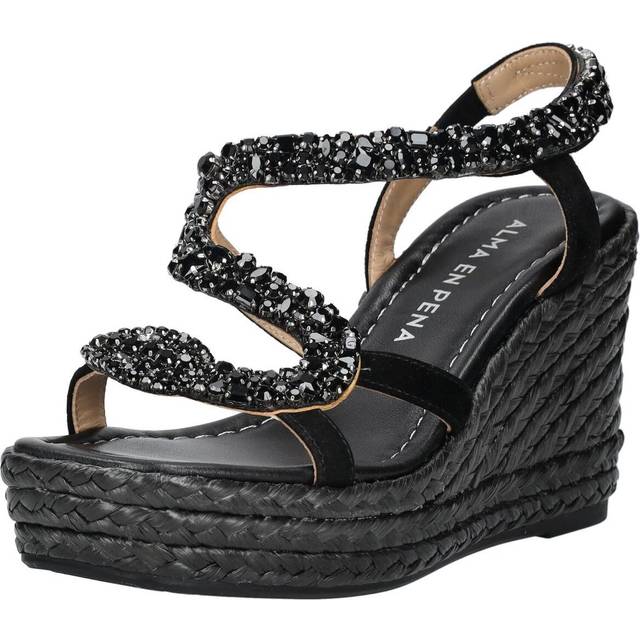 Alma en Pena Slange Rhinestone Kilehæl - Sort