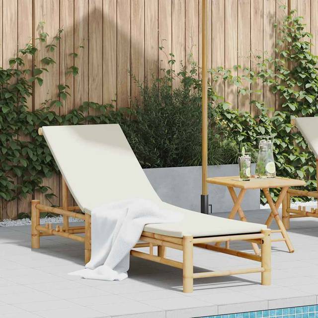 Solsäng med dynor 55x199x30 cm bambu