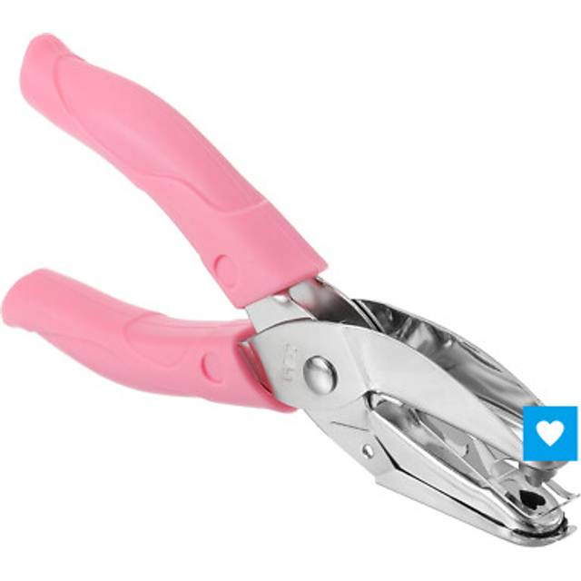 0.2 Single Hole Punch Handheld Hole Puncher Heart Hole Paper Puncher, Pink