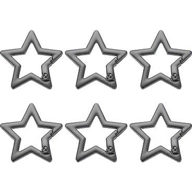 6 Pcs Star Keychain Clip Star Key Ring Snap Hooks Clip Black